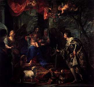 克劳迪奥·科埃洛 – 法国国王圣路易斯崇拜的圣母子（1668年） Claudio Coello – Virgin and Child Adored by St Louis, King of France (1668) (1665 – 1668)，克劳迪奥·科埃洛