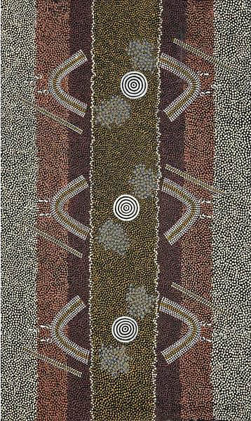 艾伦山站阿兰基仪式中使用的地面和车身设计 Ground and Body Designs Used in Ceremonies at Arranki on Mt Allan Station (1982),克利福德·负鼠·贾帕尔特贾里