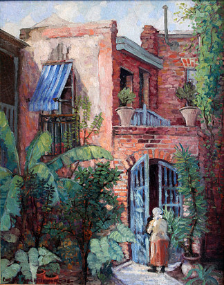 蓝色快门露台 Blue Shutter Patio (1928)，科莱特·波普·赫尔德纳