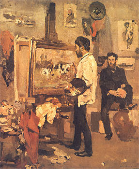 哥伦巴诺·博尔达洛·皮涅罗在工作室 Columbano Bordalo Pinheiro in Atelier (1883)，科伦巴诺·博达洛·平尼艾罗