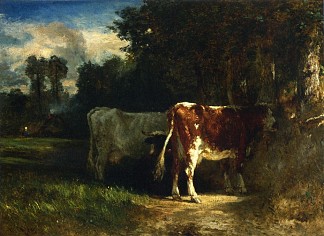 风景中的奶牛 Cows in a Landscape，康斯坦·特罗荣