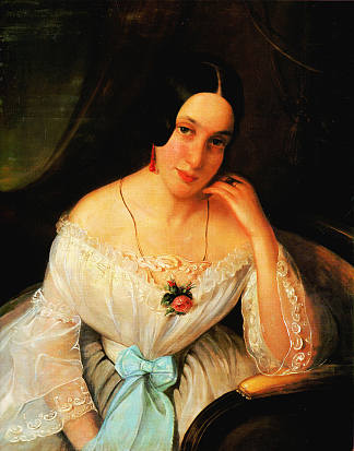 一个女人的肖像 Portrait of a woman (1844)，科斯坦丁·丹尼尔·罗森塔尔