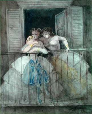 阳台上的女孩 Girls on the Balcony (1860)，康斯坦丁·盖斯