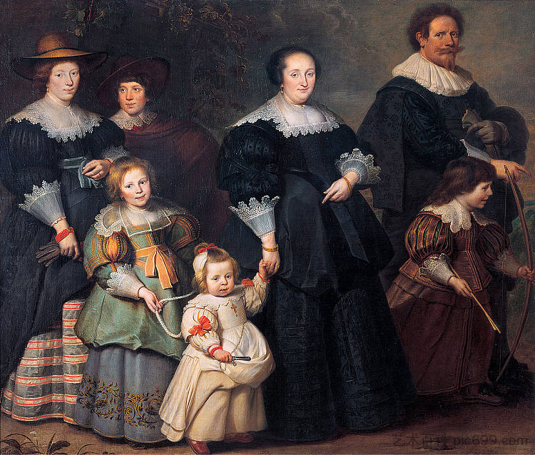 艺术家与妻子苏珊娜·考克和他们的孩子的自画像 Self-portrait of the Artist with his Wife Suzanne Cock and their Children (c.1630),科内利斯·德·沃斯