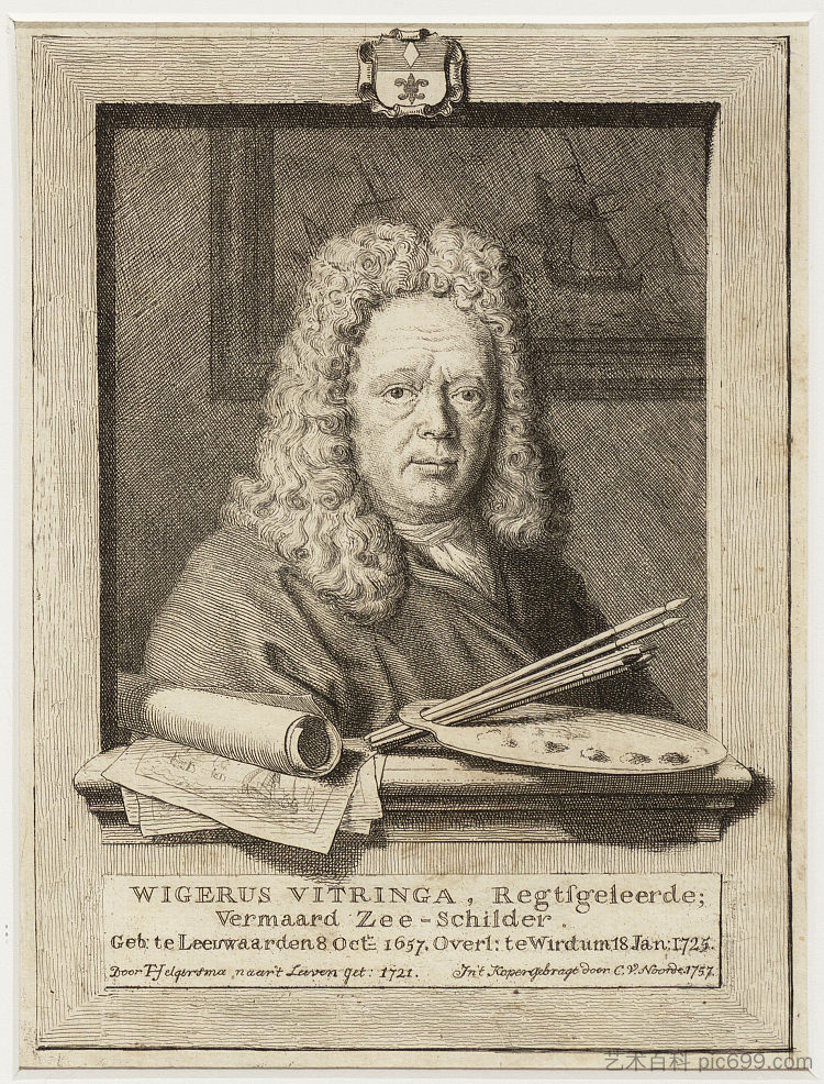 弗里斯兰海画家维格鲁斯·维特林加的肖像 Portret Van De Friese Zeeschilder Wigerus Vitringa (1757)，科内利斯范诺德