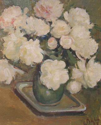 绿色花瓶中的白牡丹 White Peonies in Green Vase (1937)，克尔纳琉·巴巴
