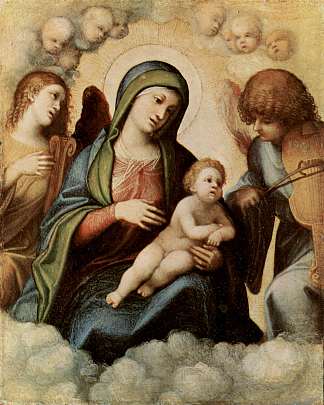 麦当娜和孩子与天使 Madonna and Child with Angels (c.1510 – c.1515)，科雷吉欧
