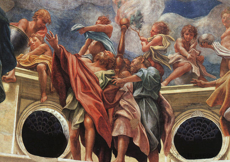 圣母升天（局部） The Assumption of the Virgin (detail) (1522 - 1530; Parma,Italy  )，科雷吉欧