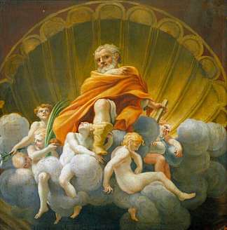 被天使包围的圣托马斯（帕尔马大教堂圆顶壁画的副本） Saint Thomas Surrounded by Angels (copy of the fresco in the cupola of Parma Cathedral)，科雷吉欧