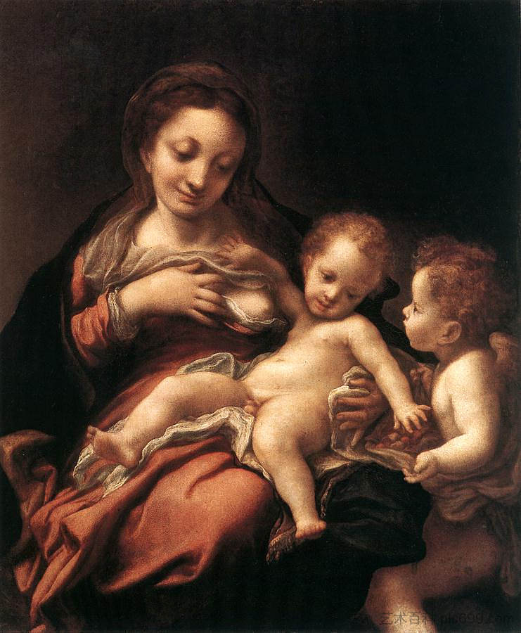 圣母子与天使 Virgin and Child with an Angel (1520 - 1524),科雷吉欧