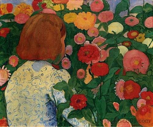 带花的女孩 Girl with Flowers (1896)，库诺·阿米耶