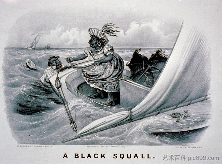 黑飑 A black squall (1879)，柯里尔与艾夫斯