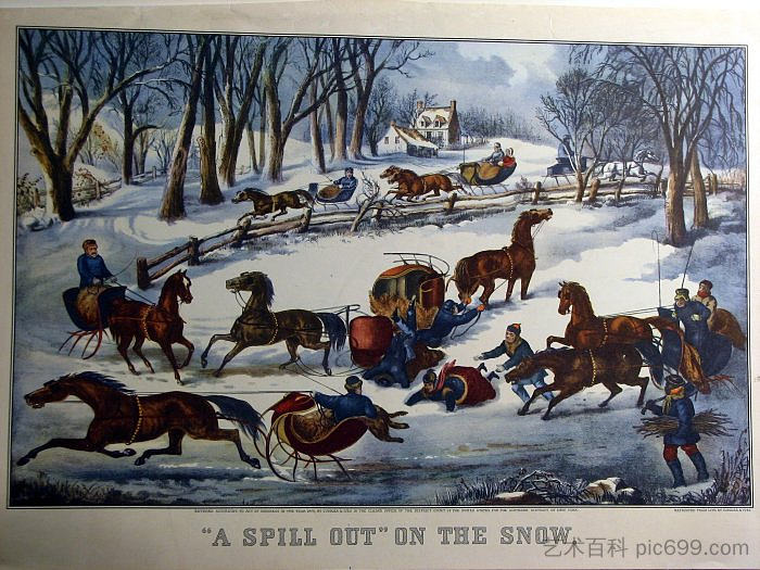 雪地上的“溢出” 'A Spill Out' on the Snow (1870),柯里尔与艾夫斯