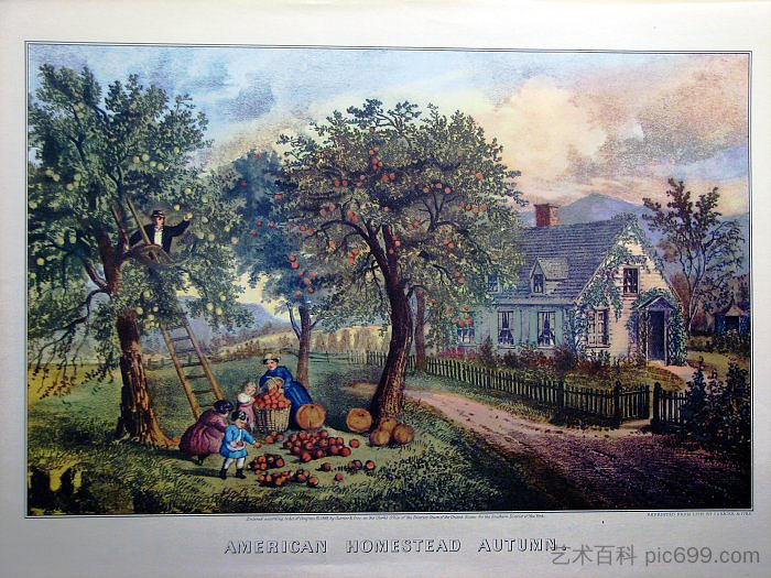 美国家园秋天 American Homestead Autumn (1869)，柯里尔与艾夫斯