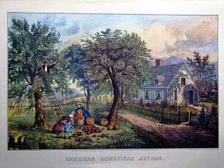 美国家园秋天 American Homestead Autumn (1869)，柯里尔与艾夫斯