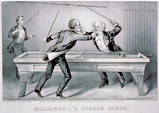 台球。双卡罗姆 Billiards. A Double Carom (1874)，柯里尔与艾夫斯