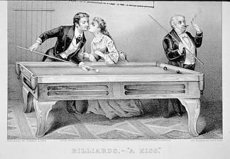 台球。一个吻 Billiards. A Kiss (1874)，柯里尔与艾夫斯