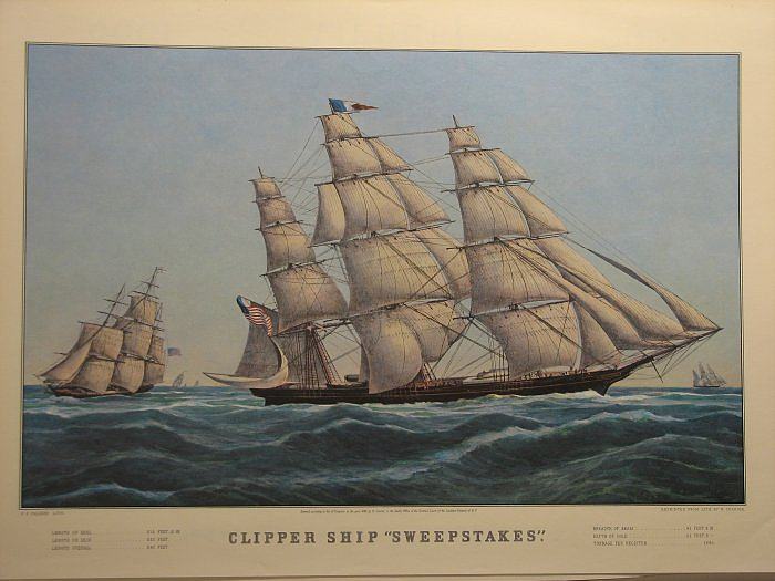 快船“抽奖” Clipper Ship 'Sweepstakes' (1853)，柯里尔与艾夫斯
