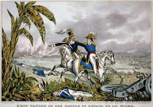 泰勒将军在雷萨卡德拉帕尔马战役中 Genl. Taylor at the battle of Resaca de la Palma (1854)，柯里尔与艾夫斯