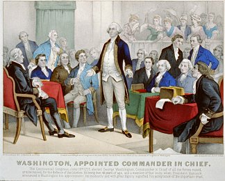 乔治·华盛顿被任命为大陆军总司令 George Washington after his appointment as commander in chief of the Continental Army (1876)，柯里尔与艾夫斯