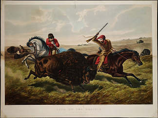 草原生活，水牛狩猎 Life on the Prairie, The Buffalo Hunt (1862)，柯里尔与艾夫斯