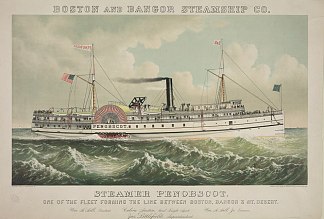 佩诺布斯科特，新英格兰沿海轮船 Penobscot, New England coastal steamship (1883)，柯里尔与艾夫斯