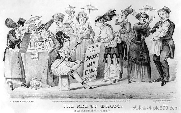 黄铜时代。或妇女权利的胜利 The age of brass. or the triumphs of Woman's rights (1869)，柯里尔与艾夫斯