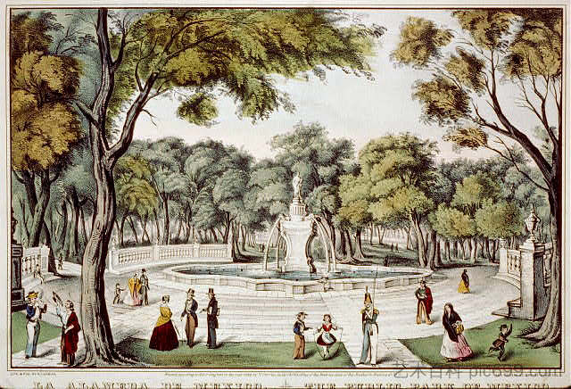 墨西哥城的阿拉米达 The Alameda of Mexico City (1848),柯里尔与艾夫斯