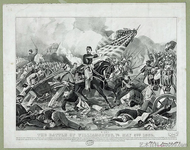 弗吉尼亚州威廉斯堡战役，1862年5月5日 The Battle of Williamsburg, Va. May 5th 1862 (1862)，柯里尔与艾夫斯