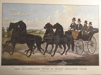 著名的四人种马团队 The Celebrated Four in Hand Stallion Team (1857)，柯里尔与艾夫斯