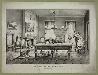 台球的机会。到处都是划痕 The chances of billiards. A scratch all around (1869)，柯里尔与艾夫斯