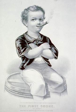 第一根烟。好吧 The first smoke. All right (1870)，柯里尔与艾夫斯