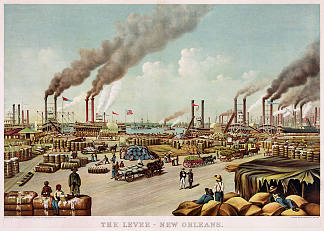 堤坝，新奥尔良 The levee, New Orleans (1884)，柯里尔与艾夫斯