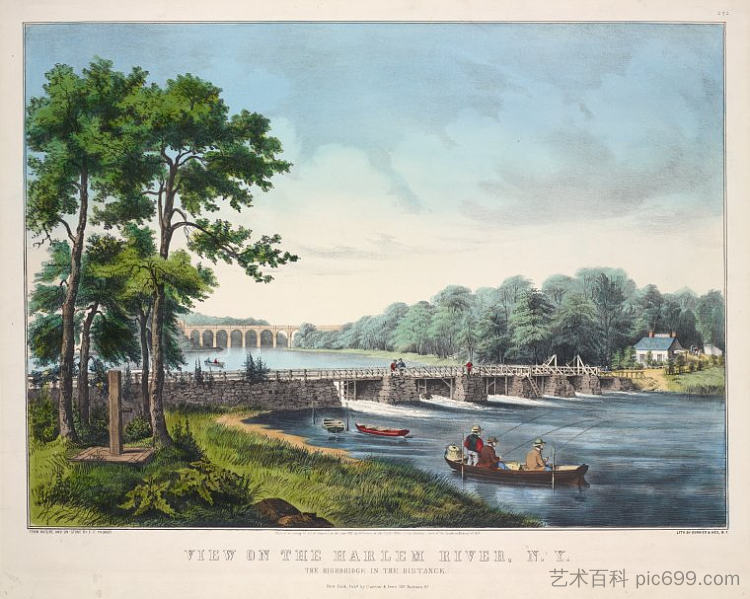 哈莱姆河的景色 View on the Harlem River (1852)，柯里尔与艾夫斯