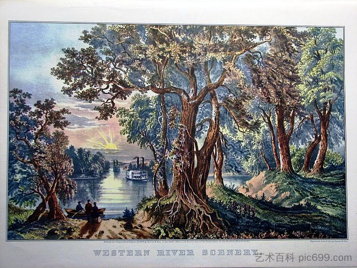 西部河流风光 Western River Scenery (1866)，柯里尔与艾夫斯