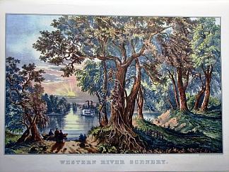 西部河流风光 Western River Scenery (1866)，柯里尔与艾夫斯