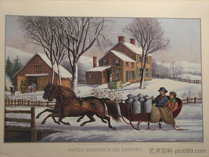 乡村的冬日早晨 Winter Morning in the Country (1873)，柯里尔与艾夫斯