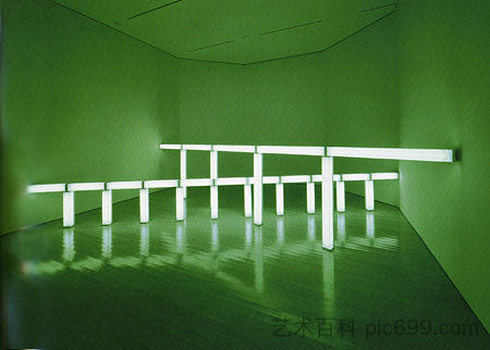 果岭穿过果岭（对缺乏果岭的皮特·蒙德里安） Greens crossing greens (to Piet Mondrian who lacked green) (1966)，丹弗拉文