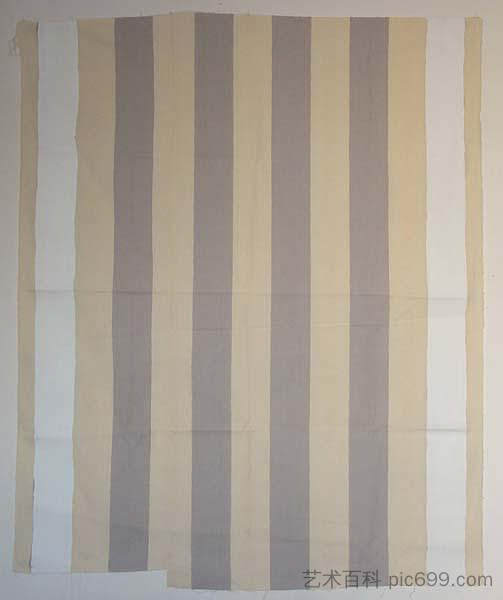 白色和浅灰色条纹织物上的白色丙烯酸涂料 Peinture acrylique blanche sur tissu rayé blanc et gris clair (1967)，丹尼尔·布伦