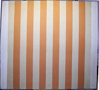 白色和橙色条纹织物上的白色丙烯酸涂料 Peinture acrylique blanche sur tissu rayé blanc et orange (1967)，丹尼尔·布伦