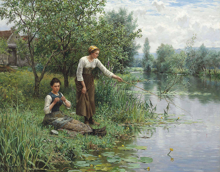 两个女人钓鱼 Two Women Fishing，丹尼尔·李奇微·奈特