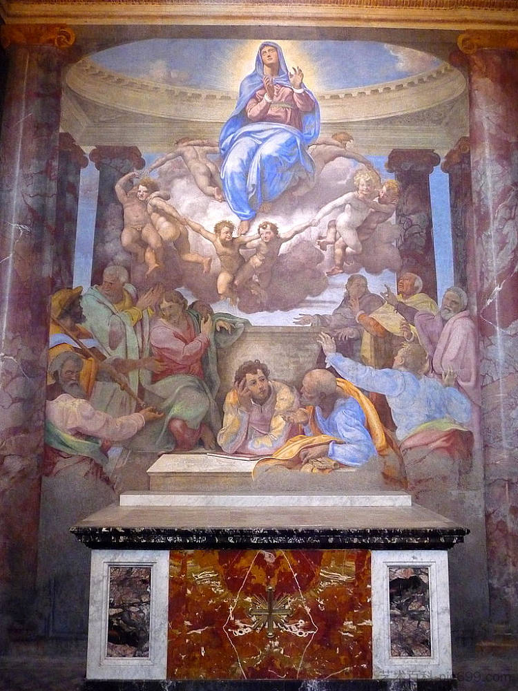 圣母升天（德拉罗韦雷教堂，三位一体） Assumption of the Virgin (della Rovere chapel, Trinita' dei Monti) (c.1555)，达尼埃莱·达·沃尔泰拉