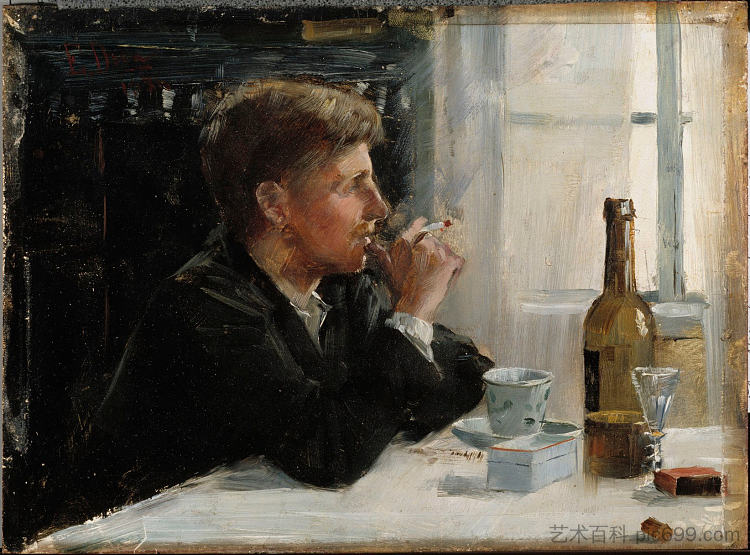 坐在桌子旁的男人 Seated Man at the Table (1886)，艾琳·丹尼尔森-甘博吉