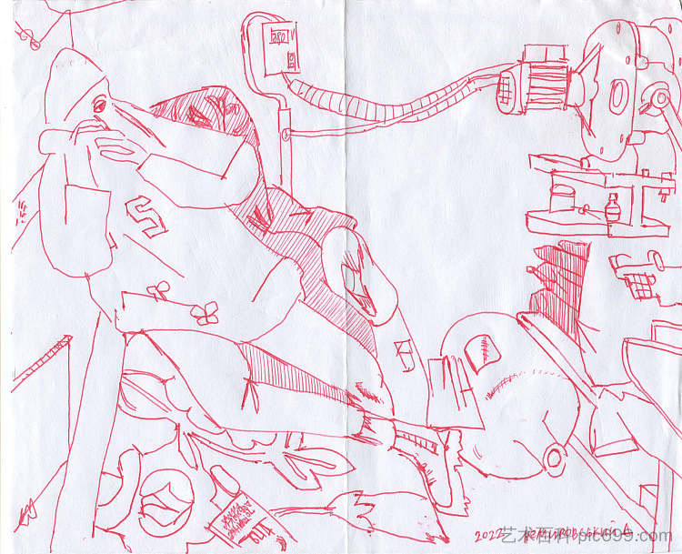 从Semashko街的避难所绘制 Drawing from the Shelter on Semashko Street (2022),丹尼尔·涅米罗夫斯基
