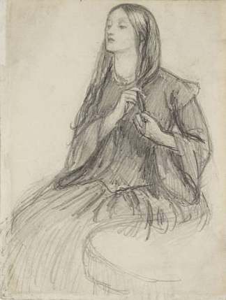伊丽莎白·西德尔编她的头发 Elizabeth Siddall Plaiting her Hair，但丁·加布里埃尔·罗赛蒂