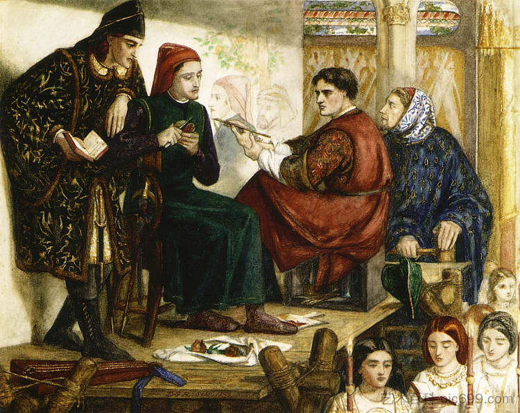 乔托画但丁的肖像 Giotto Painting the Portrait of Dante (1852),但丁·加布里埃尔·罗赛蒂