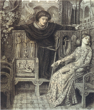 哈姆雷特和奥菲莉亚 Hamlet and Ophelia (1858)，但丁·加布里埃尔·罗赛蒂