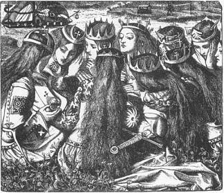 亚瑟王和哭泣的王后 King Arthur and the Weeping Queens (1856 – 1857)，但丁·加布里埃尔·罗赛蒂