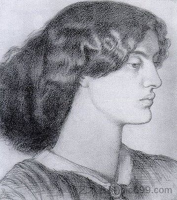 简·莫里斯的肖像 Portrait of Jane Morris，但丁·加布里埃尔·罗赛蒂