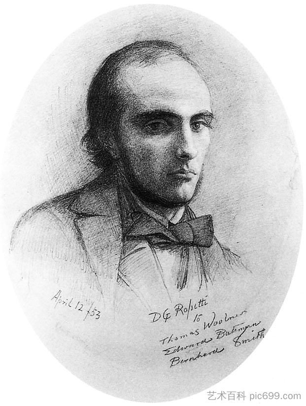 威廉·罗塞蒂的肖像（橙色） Portrait of William Rossetti (orange) (1853)，但丁·加布里埃尔·罗赛蒂